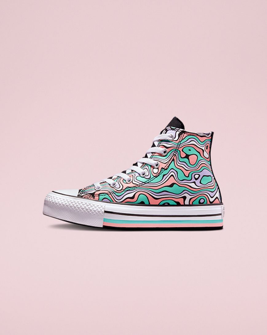 Topanky Na Platforme Converse Chuck Taylor All Star Lift Color Swirl Vysoke Dievcenske Svetlo Tyrkysové Koralove | SK WEIXK2